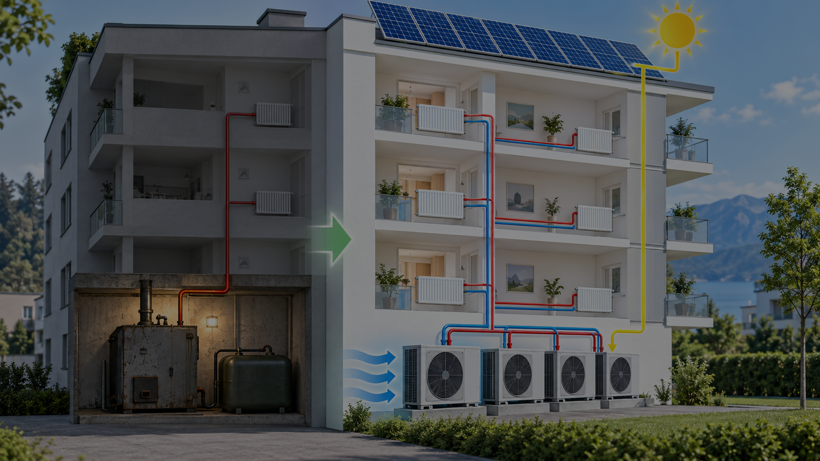 Sostituzione centrale a gasolio con pompe di calore e fotovoltaico condominiale