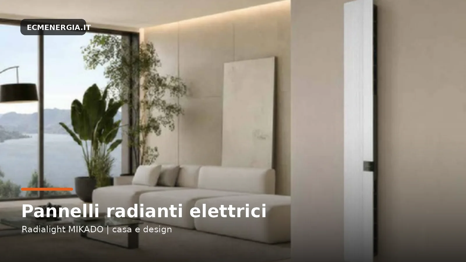 Pannello radiatore elettrico verticale Radialight MIKADO in soggiorno moderno